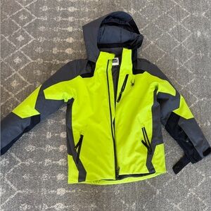 Spyder Kids' Bright Yellow and Dark Gray Ski Jacket